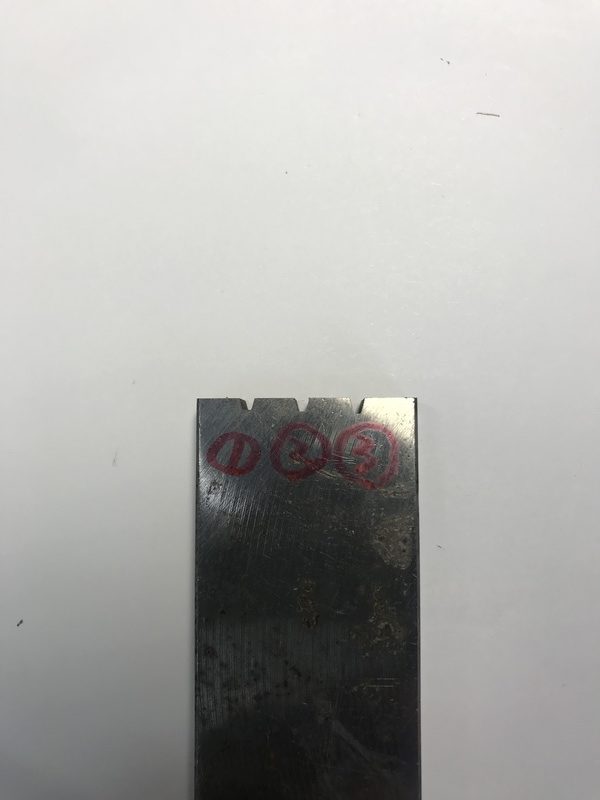 深さを3パターン用意した台形ねじの型の画像です。